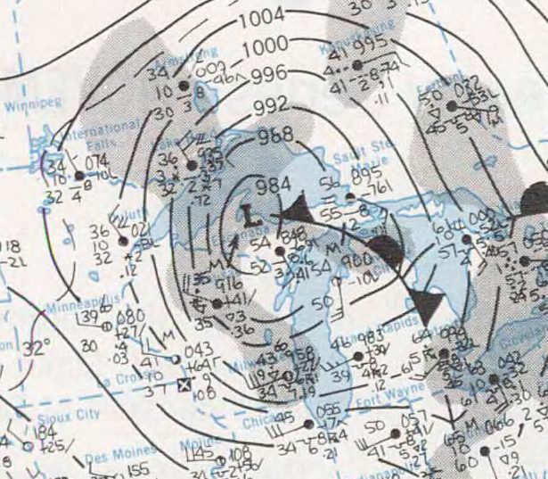 Weather map at the time of the sinking