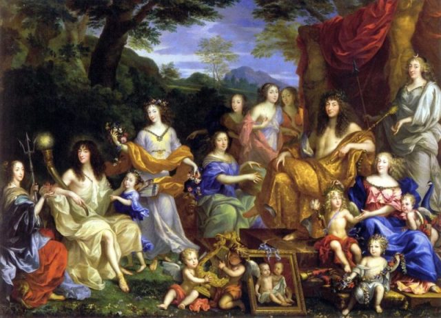 Louis and his family portrayed as Roman gods in a 1670