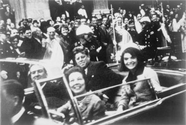 The Kennedys and the Connallys in the presidential limousine moments before the assassination.