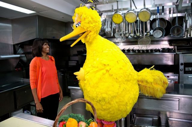 Big Bird and Michelle Obama in 2013