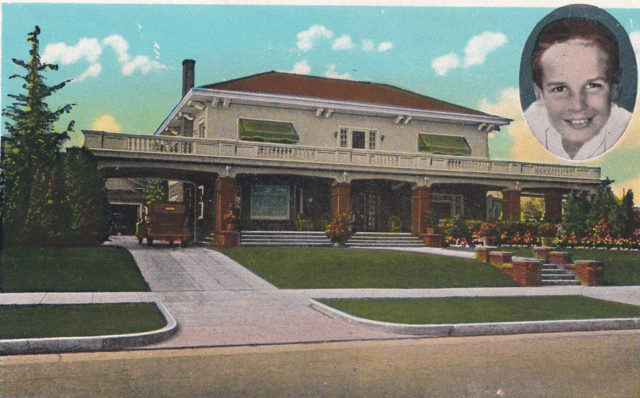Jackie Coogan's childhood home as pictured on a postcard