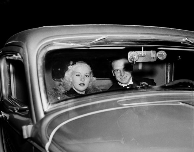 Betty Grable and Jackie in the car