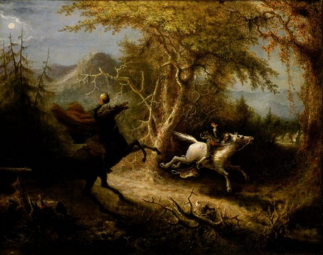The Headless Horseman Pursuing Ichabod Crane, painting by John Quidor (1858).