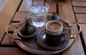 Turkish coffee served traditionally