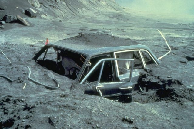 Photographer Reid Blackburn’s car after the eruption
