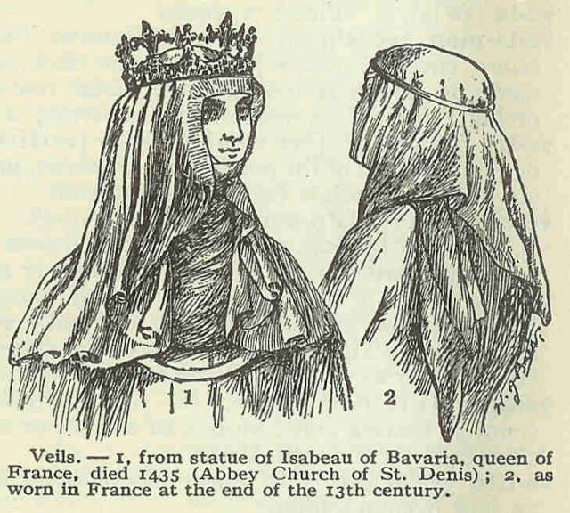 Depiction of Isabeau of Bavaria, queen of France, wearing veiling