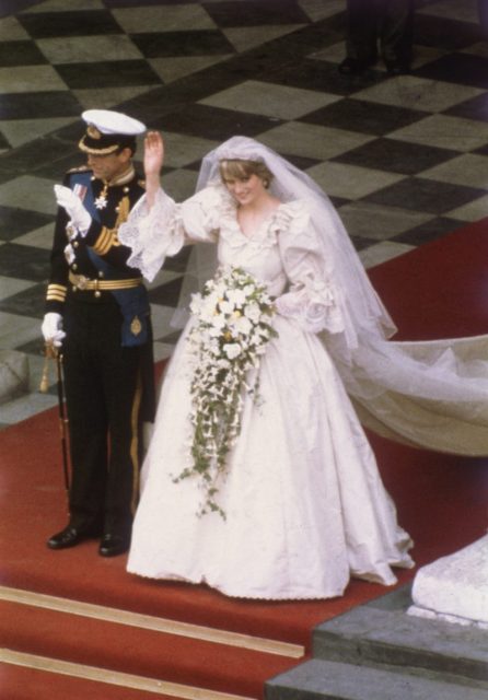 Charles, Prince of Wales, with his wife, Princess Diana, on the altar of St. Paul’s Cathedral. (Photo by Hulton.Archive/Getty Images)