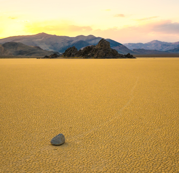 Sailing stones in the Racetrack Playa, Death Valley, CaliforniaSailing stones in the Racetrack Playa, Death Valley, California