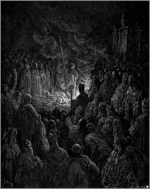 Peter Bartholomew undergoing the ordeal of fire, by Gustave Doré.