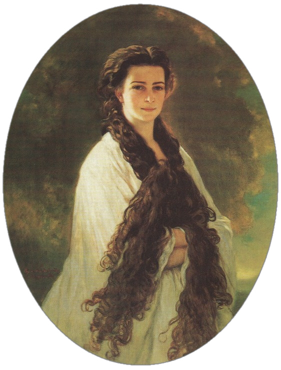 Portrait of Elisabeth depicting her long hair (by Franz Xaver Winterhalter, 1864)