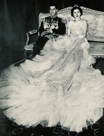 Actress and Queen consort of Iran, Shahbanu Soraya, on her wedding day with Mohammad Reza Pahlavi, 1951