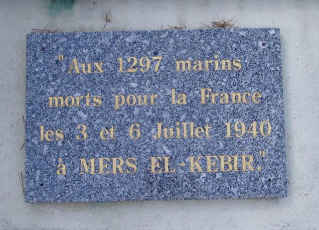 Memorial on the coast path at Toulon to the 1,297 French seamen killed at Mers El Kebir.