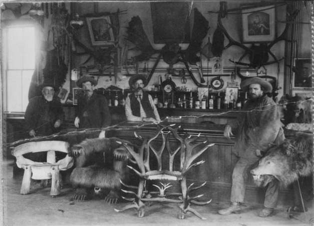 Interior of Table Bluff Hotel and Saloon in Table Bluff, Humboldt County, California, 1889.