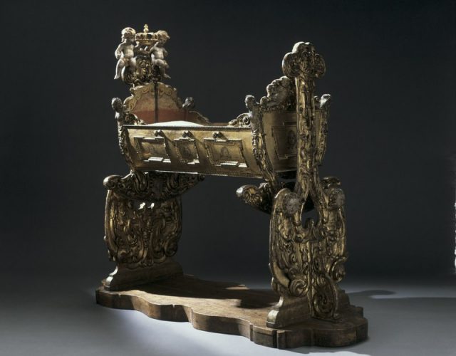 Most of the time, Charles XI’s cradle is on display at the Royal Armory museum, inside the Royal Palace at Stockholm. It is still used during royal baptism ceremonies, the last time being on May 22, 2012, for Princess Estelle, who is second in line to the Swedish throne.