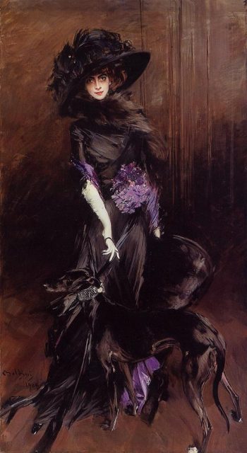 Marchesa Luisa Casati (1881–1957) with a greyhound, by Giovanni Boldini.