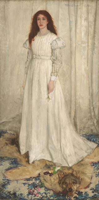 James Abbott McNeill Whistler, Symphony in White, No. 1: The White Girl (1862), National Gallery of Art, Washington, DC.  Hiffernanról készült ez a portré.