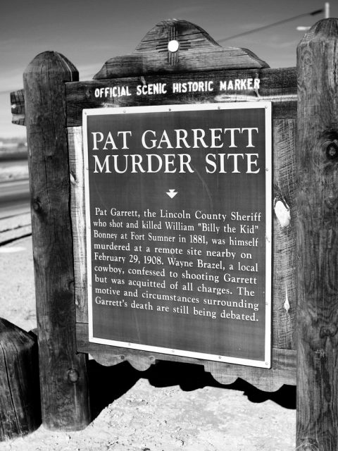 New Mexico Official Scenic Historic Marker: Pat Garrett Murder Site. Photo by Samat Jain CC by 2.0