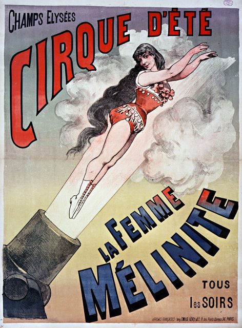 Poster for “La femme Mélinite” at the Cirque d’été, 1887.