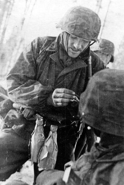 A German soldier with two Molotov cocktails on the Eastern Front