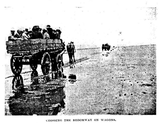 A pre 1922 trip by the Essex Field Club across the Broomway by farm wagon