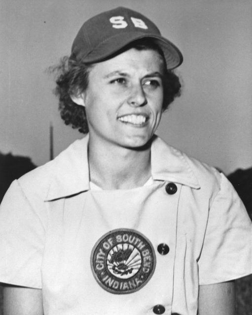 Betsy Jochum in the 1946 South Bend Blue Sox Yearbook, South Bend, Indiana. Photo by The History Museum CC BY SA-4.0