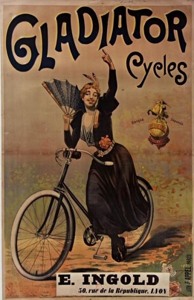19th century French poster advertising Gladiator bicycles