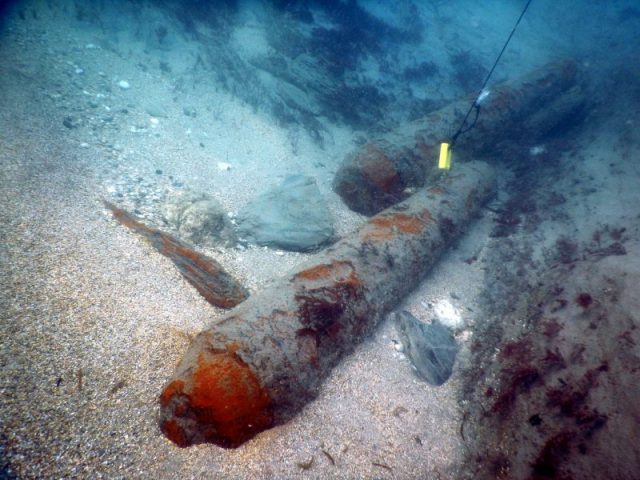 The cannons were found in water just 23 feet deep. Photo by Mark Milburn