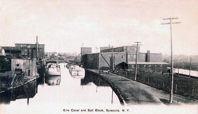 Erie Canal at the Salt Block in Syracuse, New York, c.1911.