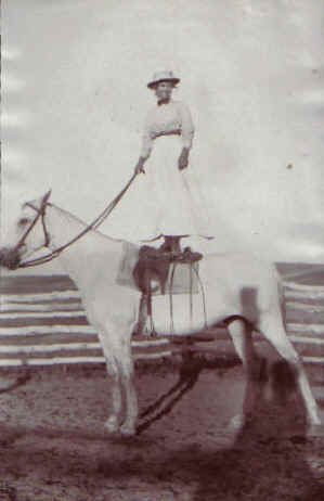 Can you do it as Evelyn Cameron did it? Keep a perfect standing posture on the back of a horse.