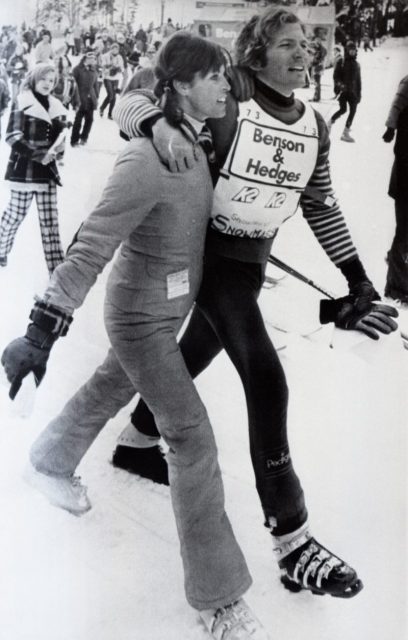 Spider Sabich Embracing Claudia Longet. Photo by Getty