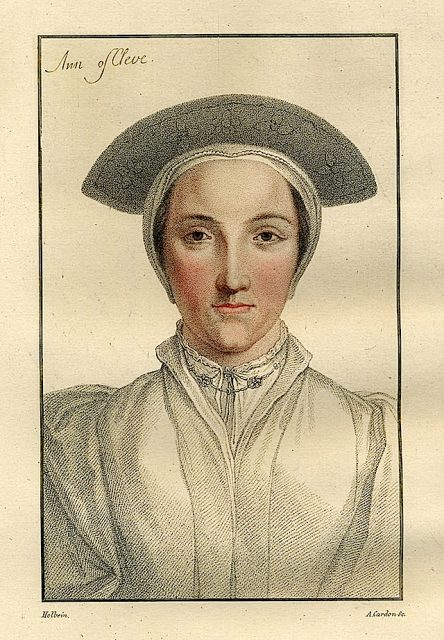 Anne of Cleves after Holbein by Henry Hoppner Meyer, printed in 1828.