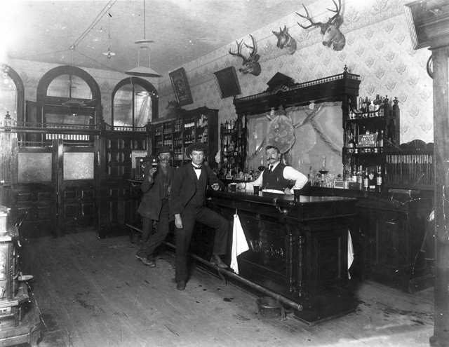 Interior of the Toll Gate Saloon in 1897 Black Hawk, Colorado.