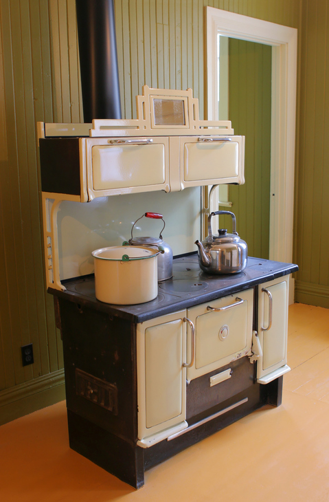 A white cook stove big enough to cater for a hungry family.