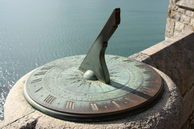 A horizontal sundial at St. Michael’s Mount, Cornwall, England.