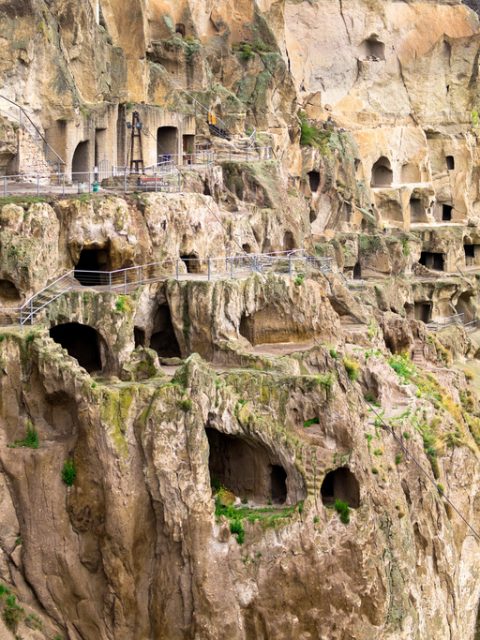 Vardzia is a spectacular historical-architectural museum in Gergia, dating from the late 1100s. Up to 600 rooms are cut in the rock, including a church and chapels with great wall paintings.