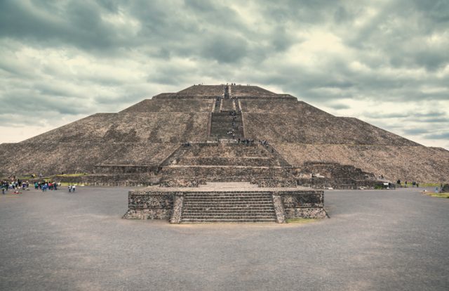 The Pyramid of the Sun in Teotihuacan, seen from the Avenue of Dead.