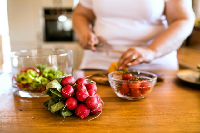 Eat more veggies! Including plenty of fresh produce can seem like a time consuming chore, but it’s a great way to get those important feel-good nutrients and antioxidants.