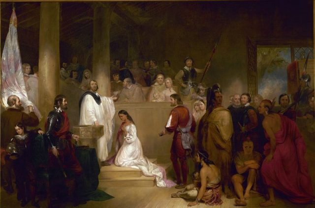 John Gadsby Chapman, The Baptism of Pocahontas (1840). A copy is on display in the Rotunda of the US Capitol.