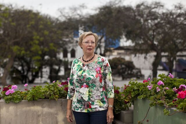 Juliane Koepcke standing in a garden