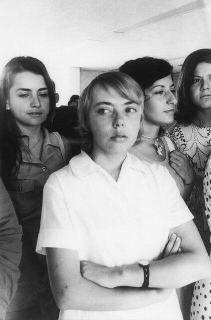 Juliane Koepcke standing with three classmates