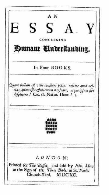 An Essay concerning Humane Understanding in four books (1690) by John Locke (1632-1704)