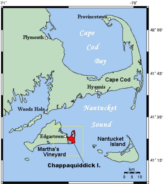 Map of Cape Cod with Chappaquiddick. Photo by Soerfm CC- BY-SA 4.0