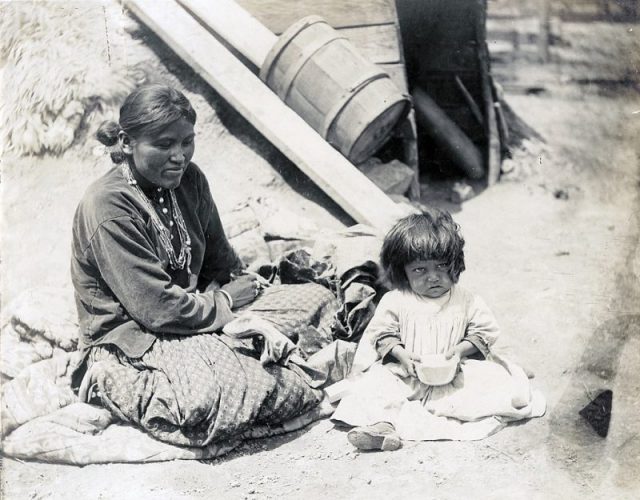 Navajo mother and child – this image was displayed in the Department of Anthropology at the St. Louis 1904 World’s Fair.
