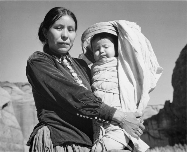 Navajo Woman and Infant, Canyon de Chelle, Arizona.