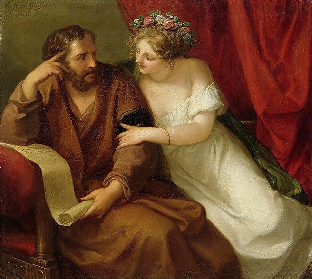 Phryne seduces the philosopher Xenocrates, Angelica Kauffmann 1794.