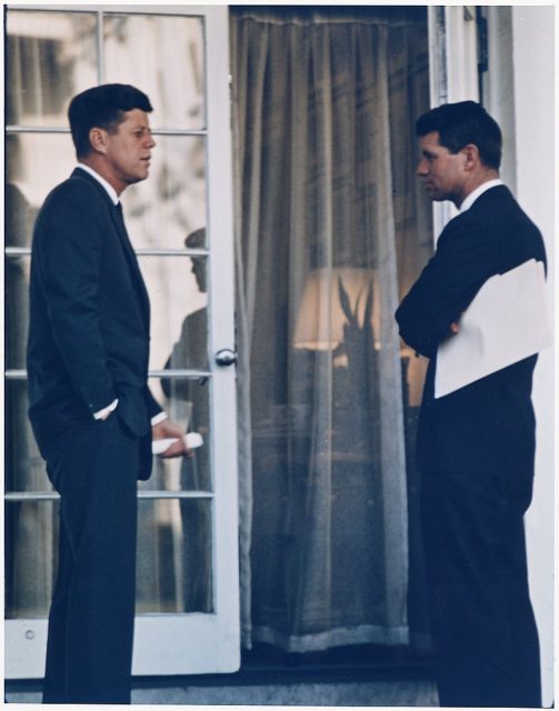 President Kennedy with his brother Robert, 1963.