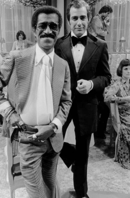 Publicity photo from the television daytime drama Love of Life. Sammy Davis, Jr. is shown with Jerry Lacy in a guest-starring role.