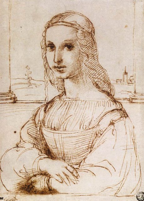 Raphael’s drawing, based on the portrait of Mona Lisa