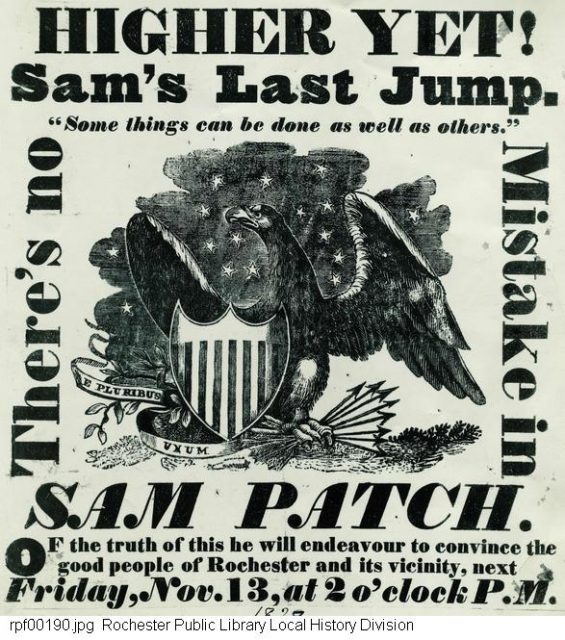 The advertisement for daredevil Sam Patch’s fatal last jump