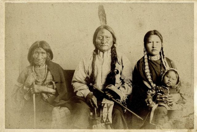 Sitting Bull and Family while at Fort Randall, summer or fall 1881